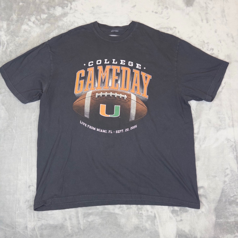 Miami Hurricanes T-Shirt Mens 2XL Black ESPN College Gameday Football VTG Tee